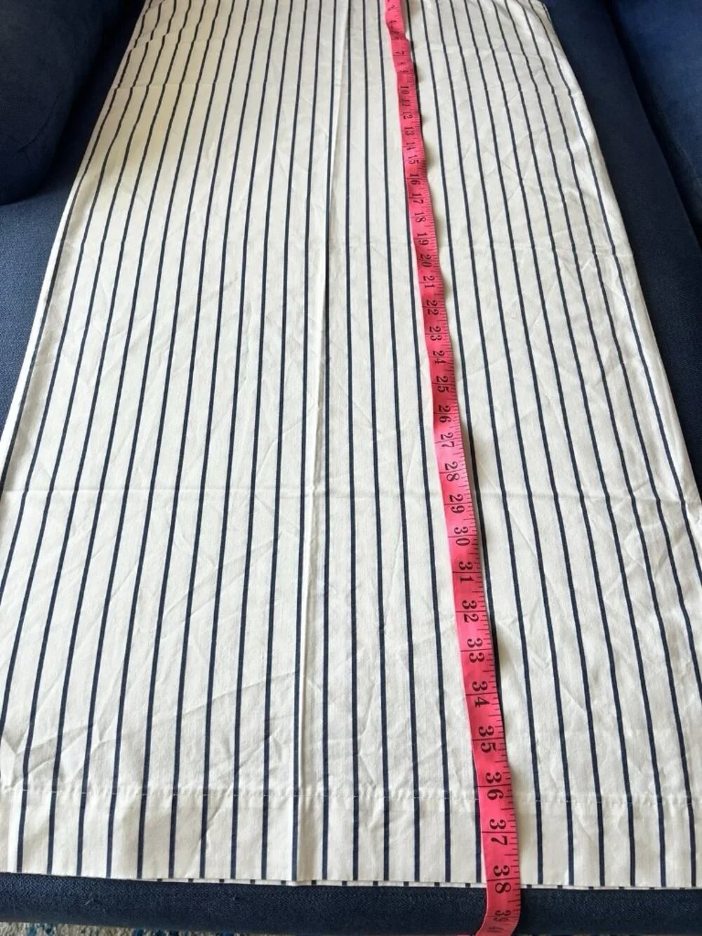Pillowcase KING PAIR Blue White Stripe NO-IRON Cotton-Poly SPRINGS USA Made VTG